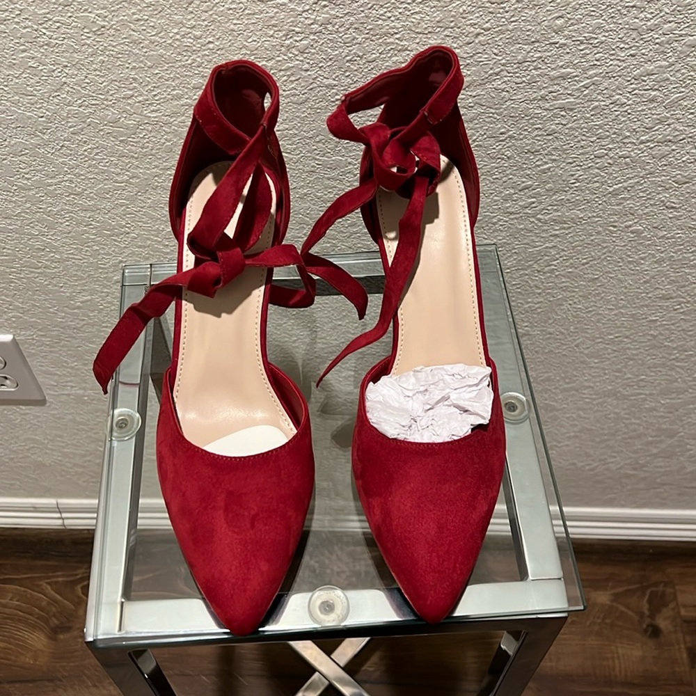 Red Suede Pumps